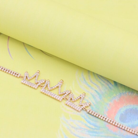 "Rose Gold Crown Design Bracelet with Sparkling Zircon Accents, XPBL0833 - Picture 4 of 12